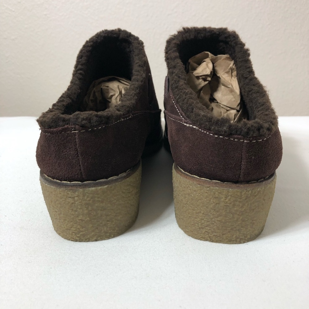 Lands' End Women's Leather Chalet Tassel Fur Lining Brown Mules Clogs 8B‎ - Picture 11 of 14